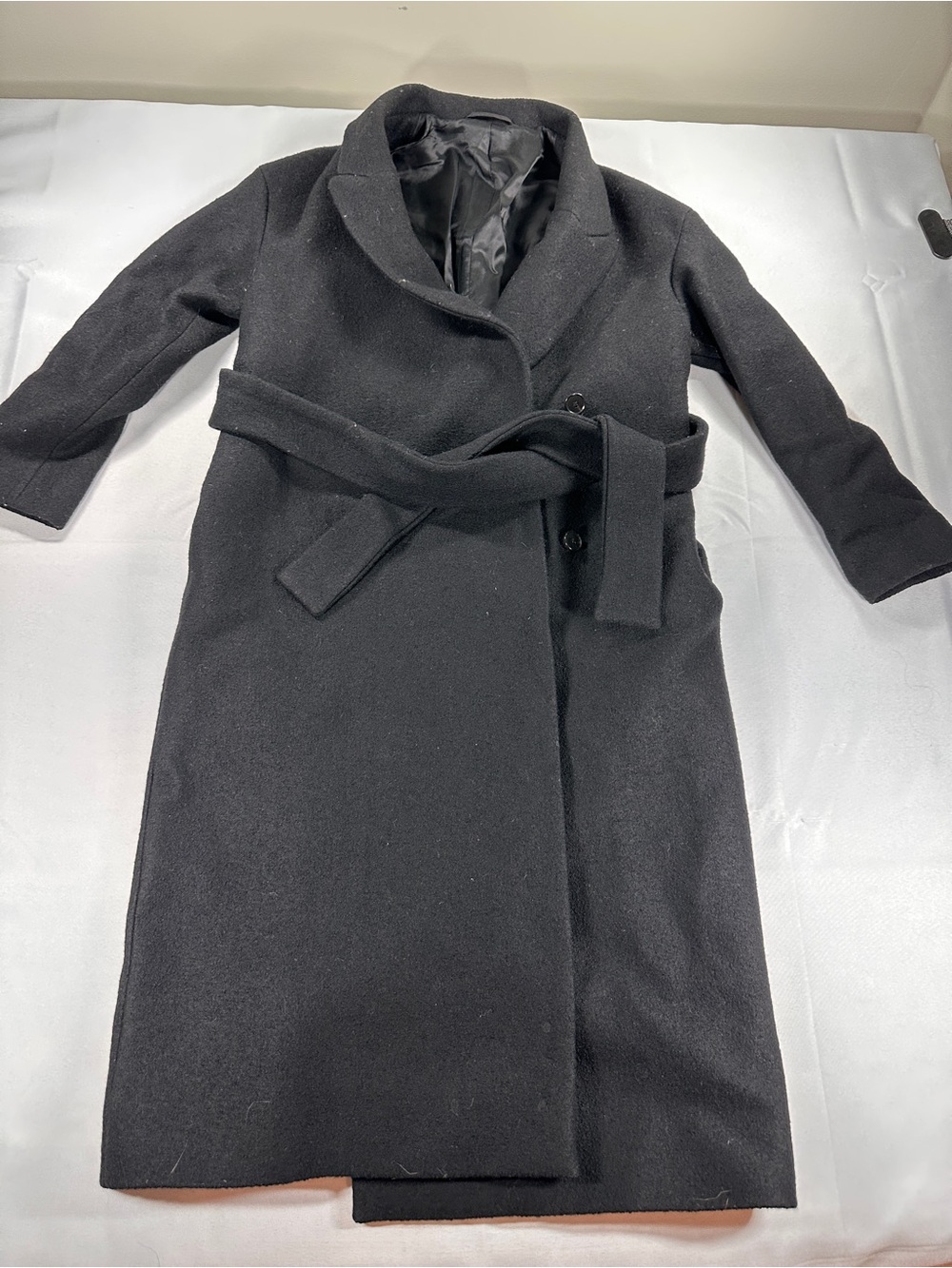 COS Black Long Belted Coat Women’s US 8 Minimalist